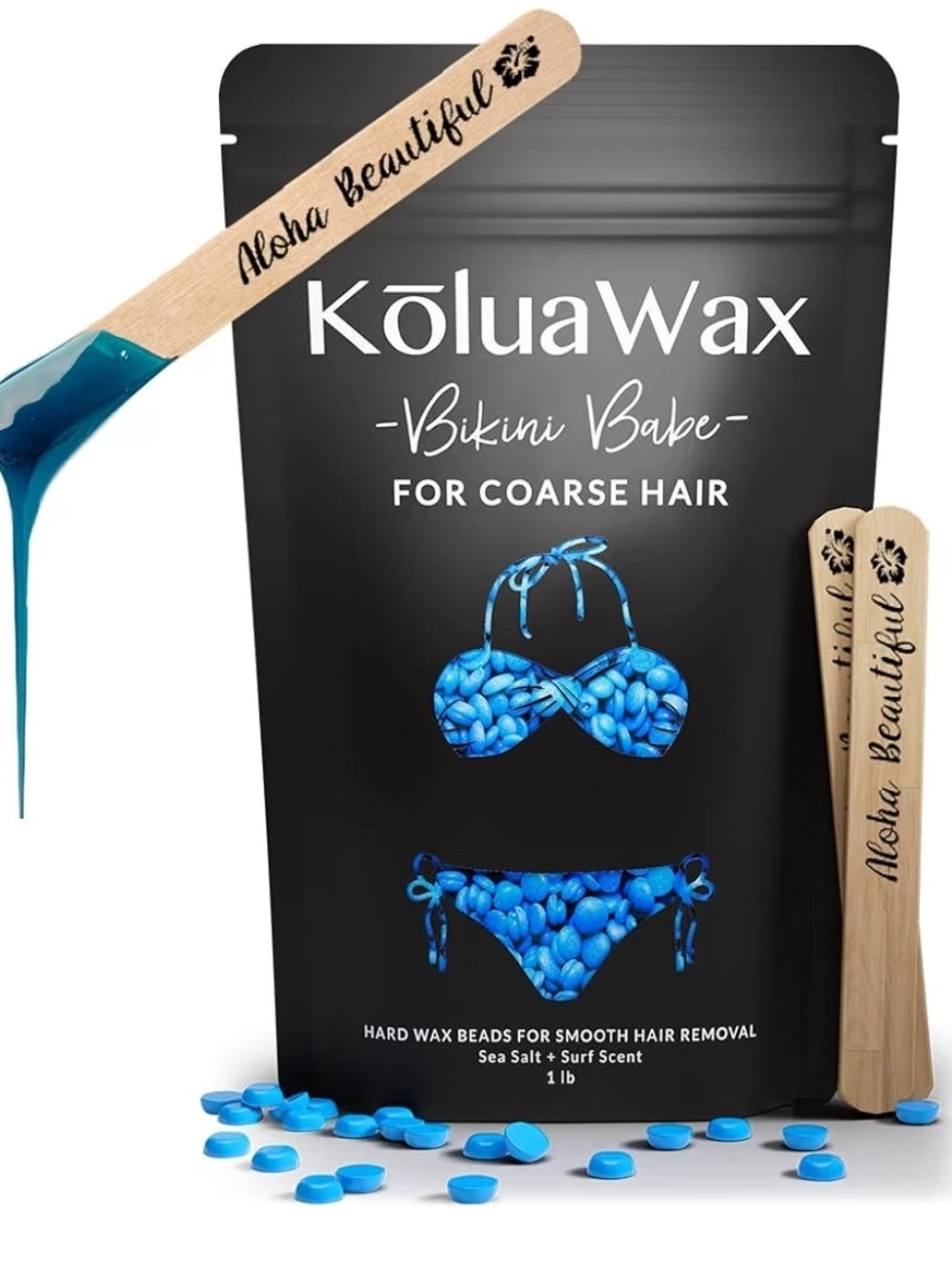 KoluaWax Bikini Babe hard wax beads formulated for coarse hair removal (Net Weig